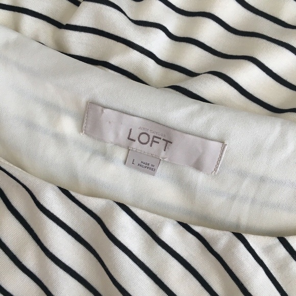 Ann Taylor LOFT Gathered Stripe Side Ruched Jersey Knit Pullover Dress ~ Large - Picture 9 of 11